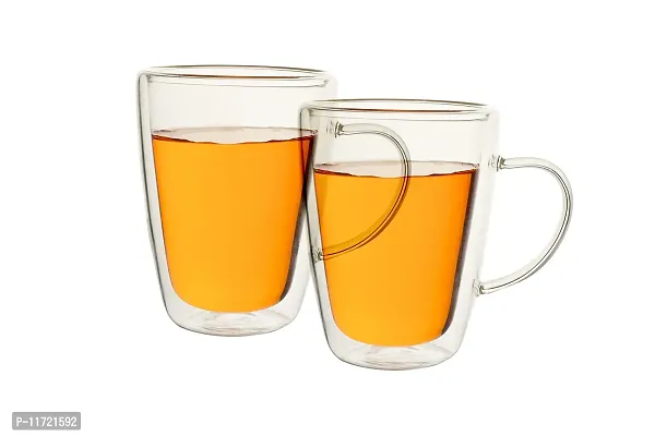 we3 Glass Coffee Mugs(350 ml) Double Wall Clear Coffee Cappuccino Cups with Handles, Large Size Tea Mugs for Beverages,Latte,Beer (27A Pack of 1)-thumb4