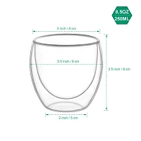 we3 Double Wall Cups Glass 8 OZ - Set, 250ML Insulated Thermal Mugs Glasses for Tea, Coffee, Latte, Cappucino, Cafe, Milk(Pack of 1)-thumb1