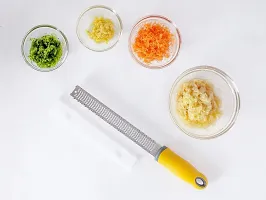 we3 Lemon Zester & Cheese Grater Dishwasher Safe Heavy-Duty Stainless Steel Blade for Extra-Fine Flakes Hard & Soft Cheeses,Veggies,Fruits,Roots,Spices,Chocolates. (Yellow)-thumb1