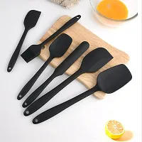 we3 Silicone Spatula,6 Piece Non-Scratch Heat Resistant Silicone Spatula with Stainless Steel Core,Non Stick and Good Grips Spatulas for Cooking,Baking and Mixing (Black)-thumb3