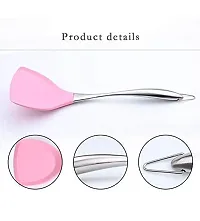 we3 Premium Silicone Wok Turner BPA Free 480F Spatula Stainless Steel Handle for Non Stick Cookware Pink Pack of 2-thumb3