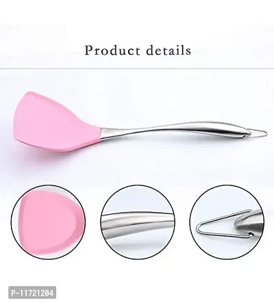 we3 Premium Silicone Wok Turner BPA Free 480F Spatula Stainless Steel Handle for Non Stick Cookware Pink Pack of 2-thumb4