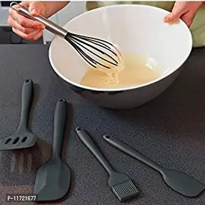 we3 Silicone Cooking Utensils Set, Kitchen Utensils Include Silicone Spatula Set, Turner, Brush, Whisk, Heat Resistant Non-Stick Cooking Tools (Black)-thumb3