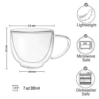 we3 Cappuccino Glass Mugs 200ml, Clear Coffee Mug Set Espresso Mug Cups,Double Wall Insulated Glass Mug with Handles (Pack of 1)-thumb1