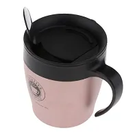 we3 Travel Coffee Mug with Handle 350ml Insulated Coffee Cup Stainless Steel Coffee Tumbler Reusable with Lid and Steel Spoon 1 Piece(Pink)-thumb1