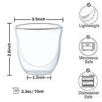 we3 Double Wall Glasses Set of 70ml Coffee Mug Glasses - Borosilicate Glass Cup for Espresso, Cappuccino, Latte, Tea, Milk, Juice and Water(Pack of 2)-thumb1