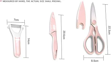 we3 Kitchen Knife Set 3pcs paring Knife Multi-Purpose Scissor and Peeler Sharp Kitchen Cutting Knives Set for Slicing, Paring and Cooking Chef Kitchen Knives Set?Pink?-thumb1