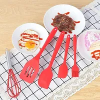 we3 Silicone Cooking Utensils Set, Kitchen Utensils Include Silicone Spatula Set, Turner, Brush, Whisk, Heat Resistant Non-Stick Cooking Tools (Red)-thumb2