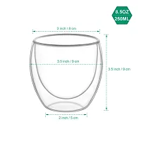 we3 Glass Coffee Cups, Double Wall Glass, Coffee Mug, Insulted Clear Cups, for Latte, Cappuccinos, Milk, Beverage, Tea Bag, Water, Macchiato, 250mL/8.45 FL oz (Pack of 1)-thumb1
