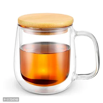 we3 Coffee Cup 250ml Glass Coffee Mug Double Walled Glass Mug Tea Cup Insulated Double Glass Cup for Latte Coffee Tea Mug with Handle (Pack of 1)