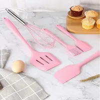 we3 Silicone Cooking Utensils Set, Kitchen Utensils Include Silicone Spatula Set, Turner, Brush, Whisk, Heat Resistant Non-Stick Cooking Tools (Pink)-thumb4