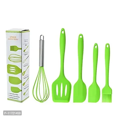 we3 Silicone Cooking Utensils Set, Kitchen Utensils Include Silicone Spatula Set, Turner, Brush, Whisk, Heat Resistant Non-Stick Cooking Tools (Green)-thumb0