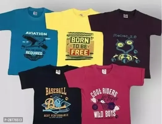 Stylish Multicolor  T-Shirt For Boys In Pack Of 5