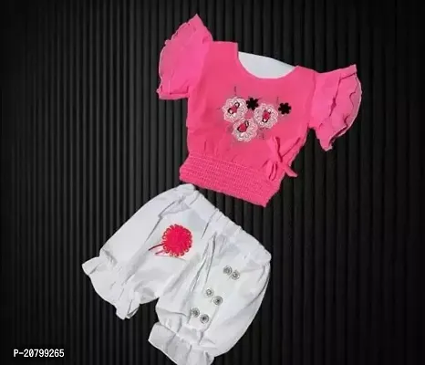 Fabulous Top With Bottom Set Pink Color For Girls Pack Of 1