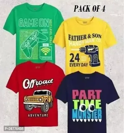 Stylish Multicolor  T-Shirt For Boys In Pack Of 4