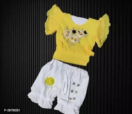 Fabulous Top With Bottom Set Yellow Color For Girls Pack Of 1-thumb0