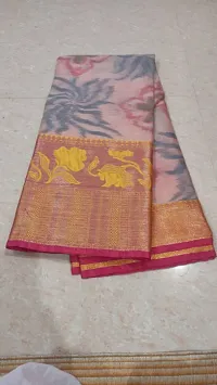 Stylish Pink Banarasi Silk Saree with Blouse piece For Women-thumb1