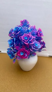 Super Simulated Beautiful Design Love purple Roses  7 inch Multicolor Rose Artificial Flower with Pot-thumb1