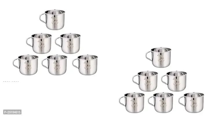 Pack of 12 Stainless Steel Ss Cup (steel, Cup Set) 180 Ml-thumb0