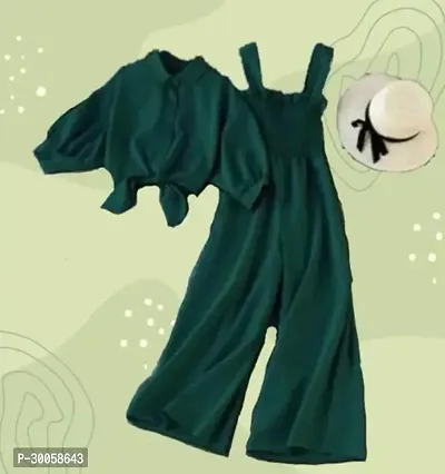 Stylish Green Crepe Solid Basic Jumpsuit For Women-thumb0