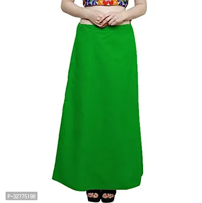 Stylish Green Chanderi Cotton Solid Petticoats For Women