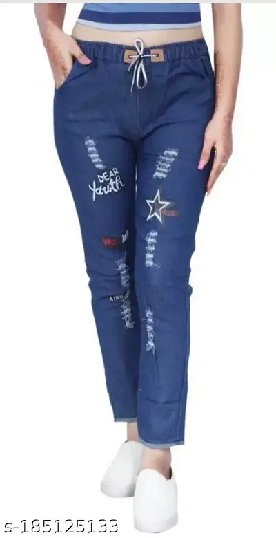 Women's Slim Fit Joggers (Bang Bang_ Blue) Size (26 Till 30)