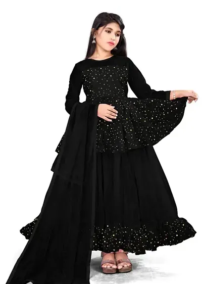 Alluring Net Solid Ethnic Gowns For Girls