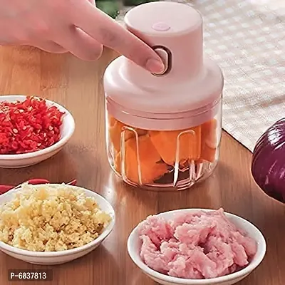 Portable USB Rechargeable Electric Fruit Vegetable Onion Garlic Cutter Food Speedy Chopper Mini Slicer, Food Processor (250 ml)-thumb0