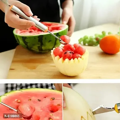 Stainless Steel Fruit Carving Knife, Melon Baller and Fruit Scoop Scooper and Watermelon Cutter - Fruit Vegetable Ice Cream Melon Ball Scoop...