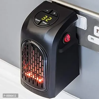 Small Electric Handy Room Heater Compact Plug The Wall Outlet Space Heater 400Watts Garage Bathroom Home Handy Air Warmer Blower Adjustable Timer Digital Display for Office Camper-thumb2