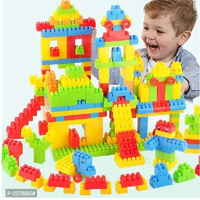 BEATBOX Building Blocks for Kids, (72 Pieces Blocks) House Building Blocks with Windows, Block Game for Kids (Multicolor) (House Block)-thumb0