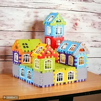 75 Happy Home House Building Blocks with Attractive Windows and Smooth Rounded Edges - Building Blocks Toys and Games for Kids  (Multicolor)-thumb0