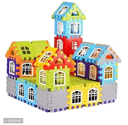 Small House Building Blocks Set- Attractive Home Building Construction Puzzles Activity Game for Kids Baby Boys Girls and Toddlers (Multicolors)-thumb0
