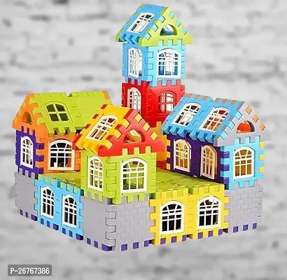 72 PCS Including Attractive Windows Medium Sized Happy HoAttractive Windows Medium Sized Happy Home House Building Blocks with Smooth Rounded Edges, Toys for Kids, Boys Girls and Toddlers Multicolour-thumb0