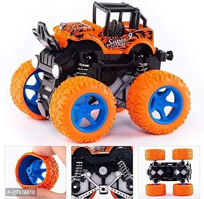 PACK OF 2 PCS Monster Truck Friction Powered Cars Toys, 360 Degree Stunt 4wd Cars Push go Truck for Toddlers Kids Gift-thumb0