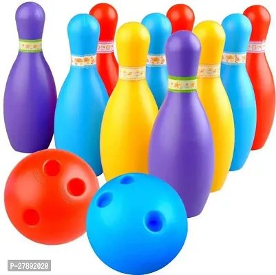 Bowling Set With 10 Bottles And 2 Balls For Kids Play Game Toy Multicolor-thumb0
