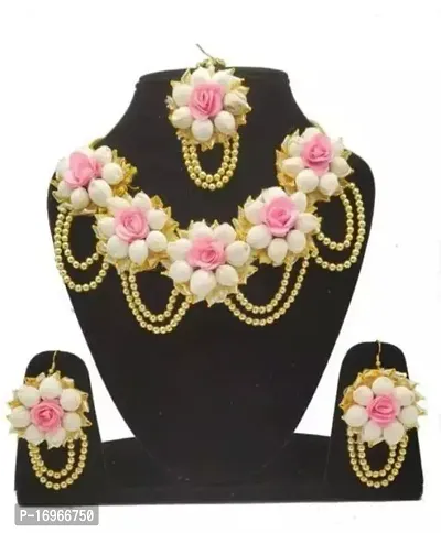 Traditional White Flower Jewellery Set For Women-thumb0