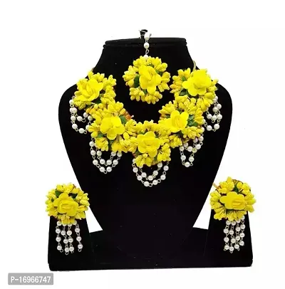 Traditional Yellow Flower Jewellery Set For Women-thumb0