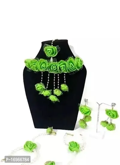 Traditional Green Flower Jewellery Set For Women-thumb0