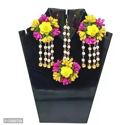 Traditional Yellow Flower Jewellery Set For Women-thumb0