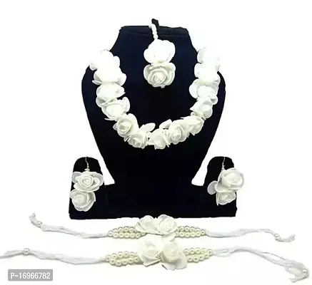 Traditional White Flower Jewellery Set For Women-thumb0