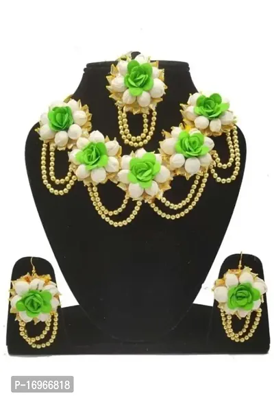 Traditional Red Flower Jewellery Set For Women