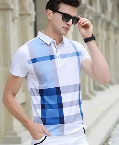 Branded Checked Cotton Polo T Shirt