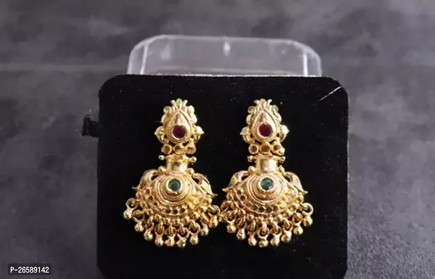 Golden Brass Beads Chandbalis Earrings For Women