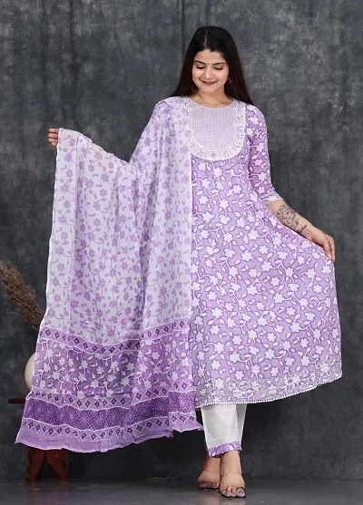 Stylish Rayon Straight Kurta, Bottom and Dupatta Set For Women