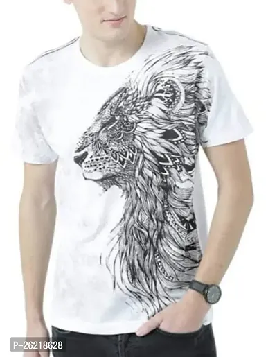 Reliable White Cotton Blend Printed Round Neck Tees For Men-thumb0