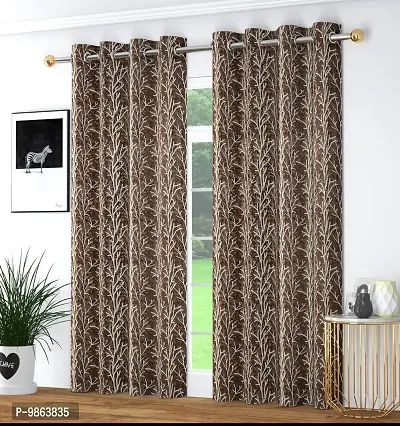 Soulful Creations Premium Heavy Silky Curtains Pack of 2 pcs ( 6- feet )-thumb2