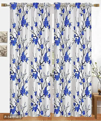 Stylish Blue Polyester Printed Door Curtains Pack Of 3-thumb2