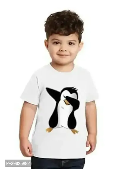 Stylish White Polyester Printed Tees For Boys