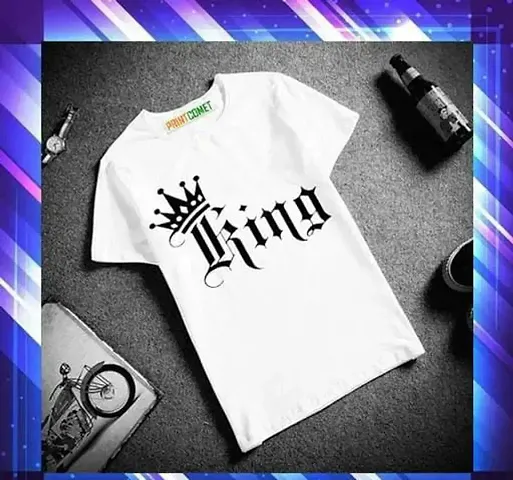 Stylish White Polyester Printed Tshirt For Boys